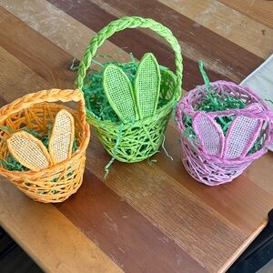 Colorful Woven Easter Baskets with Bunny Ears